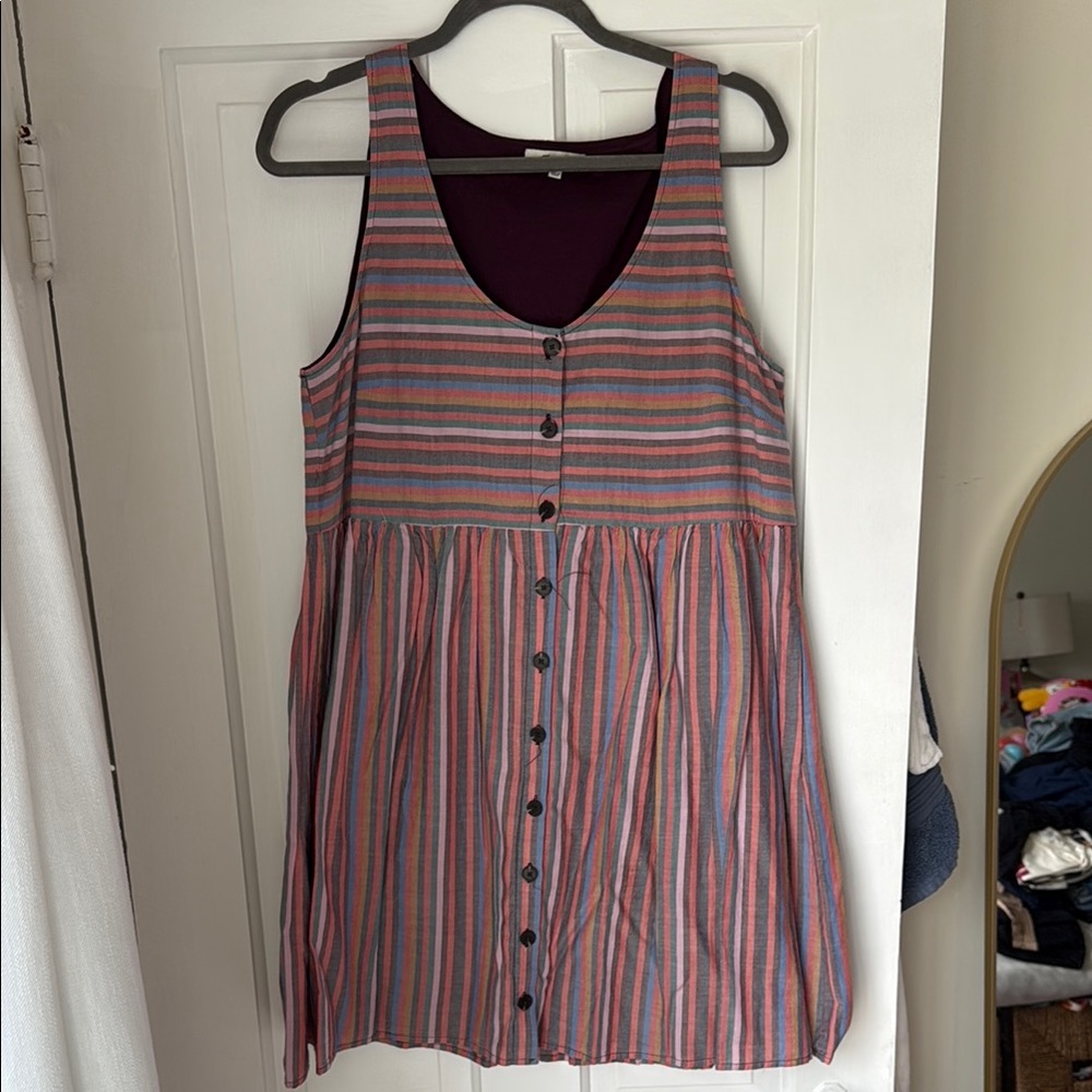 Striped Sleeveless Button-Down Dress